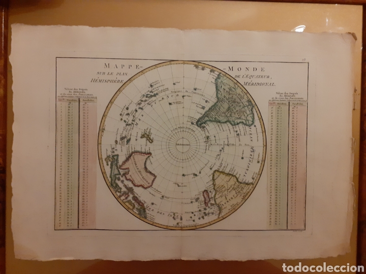Antig&uuml;edades: BONNE - MAPPE MONDE H&Eacute;MISPH&Egrave;RE M&Eacute;RIDIONAL - Foto 2