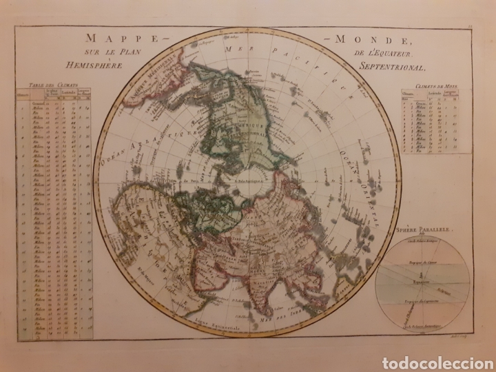 Antig&uuml;edades: BONNE - MAPPE MONDE H&Eacute;MISPH&Egrave;RE SEPTENTRIONAL - Foto 1