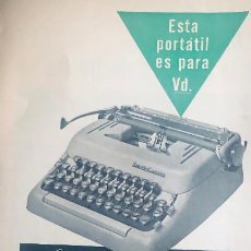 Antiguidades: PUBLICIDAD EN PRENSA, MÁQUINAS DE ESCRIBIR SUPER SMITH-CORONA. REVISTA ORIGINAL 1954. 16 X 36 CM.. Lote 355120158