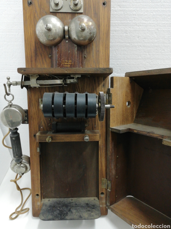 Tel&eacute;fonos: Antiguo Tel&eacute;fono de pared de magneto. - Foto 7
