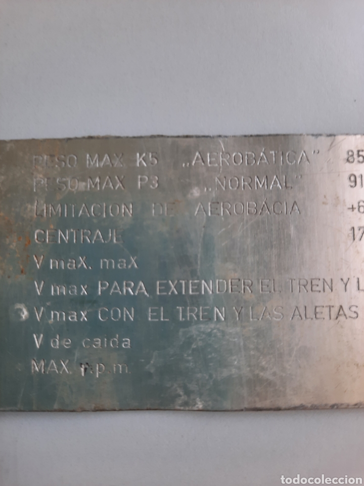 Antig&uuml;edades: Placa de caracter&iacute;sticas de antigua avioneta - Foto 2