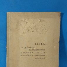 Antigüedades: ANTIGUO LIBRO , MÉDICOS FARMACÉUTICOS ,ODONTÓLOGOS DE VALENCIA Y PROVINCIA 1945
