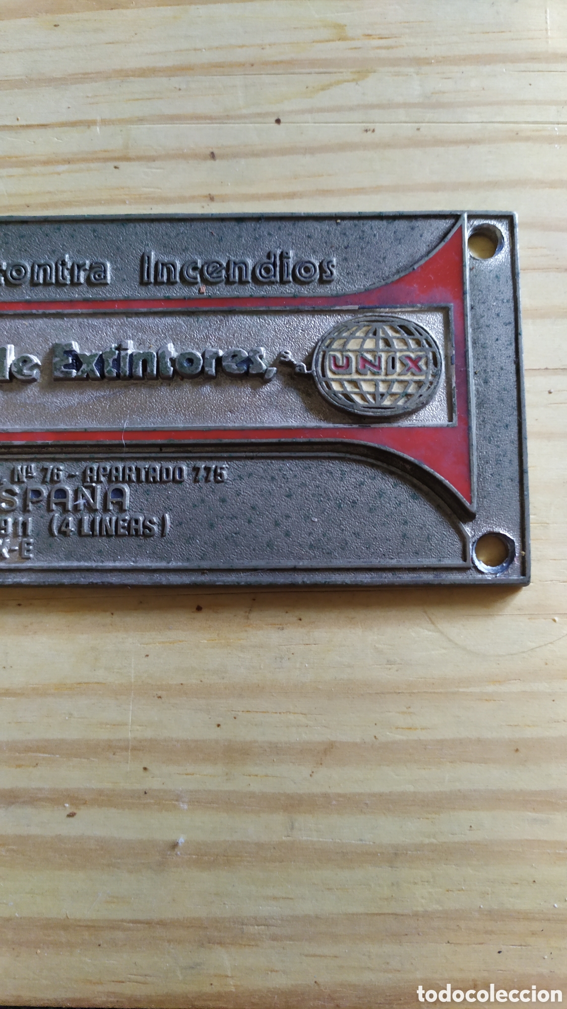 Antig&uuml;edades: PLACA DE METAL &rdquo;UNIVERSAL DE EXTINTORES &rdquo; (UNIX) - Foto 3