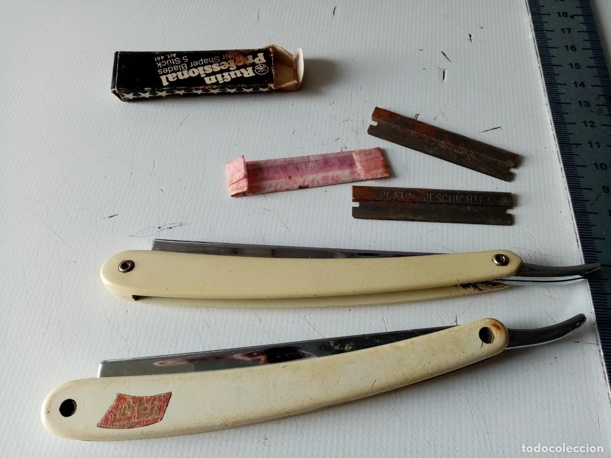 Antig&uuml;edades: 2 NAVAJAS DE AFEITAR ANTIGUAS DE PLASTICO MARCA TRINI - Foto 9