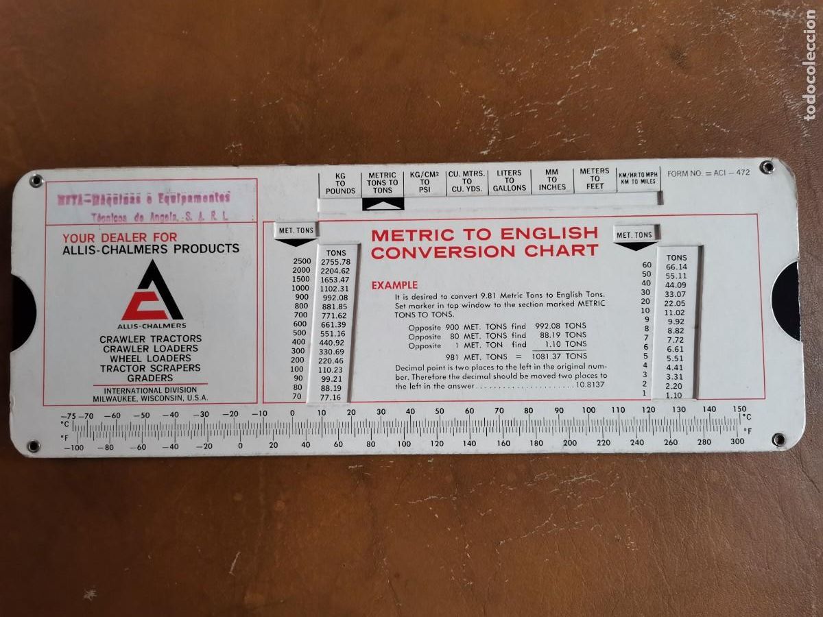 Antig&uuml;edades: ALLIS CHALMERS ENGLISH TO METRIC CONVERSION CHART - Foto 1
