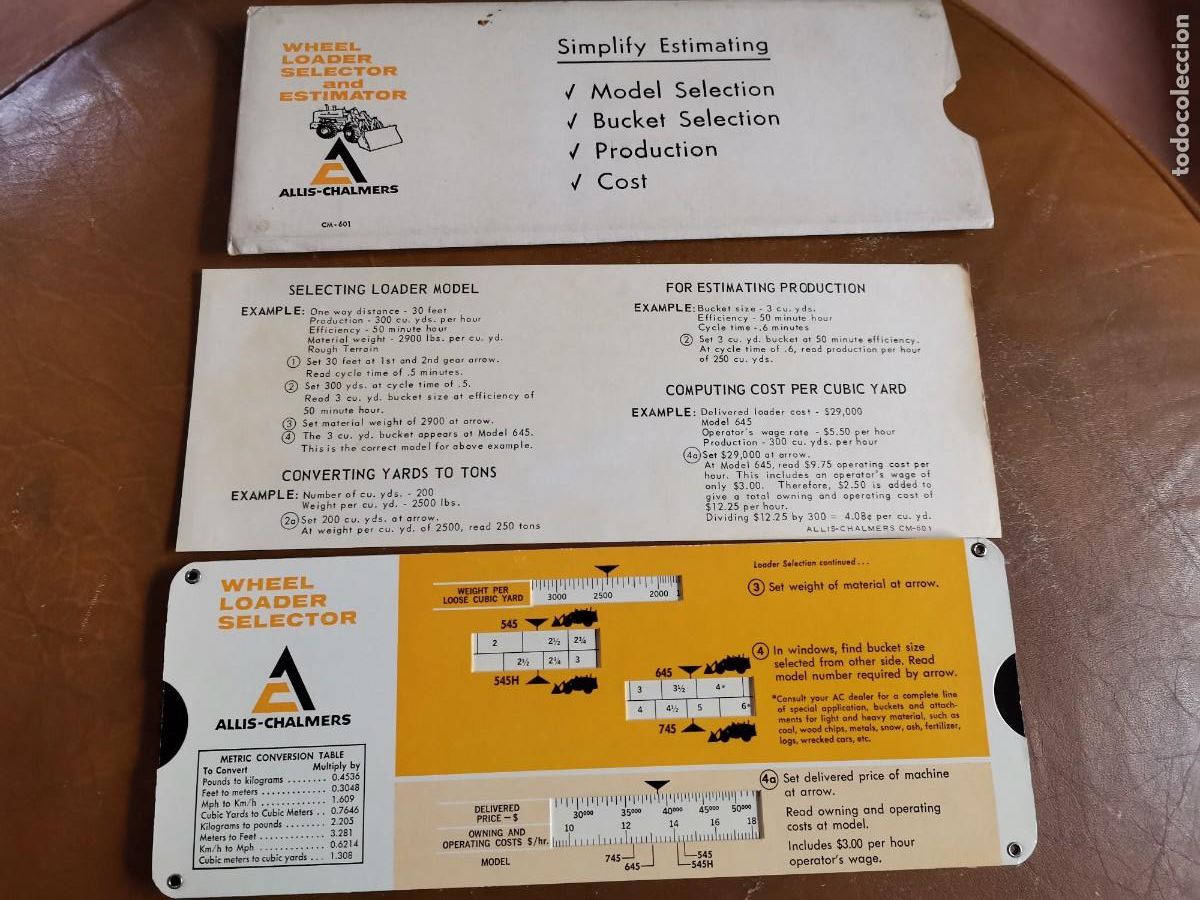 Antig&uuml;edades: 1968 ALLIS CHALMERS WHEEL LOADER SELECTOR AND ESTIMATOR - Foto 1