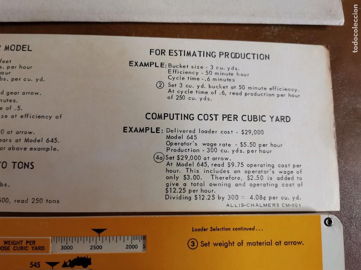 Antig&uuml;edades: 1968 ALLIS CHALMERS WHEEL LOADER SELECTOR AND ESTIMATOR - Foto 3