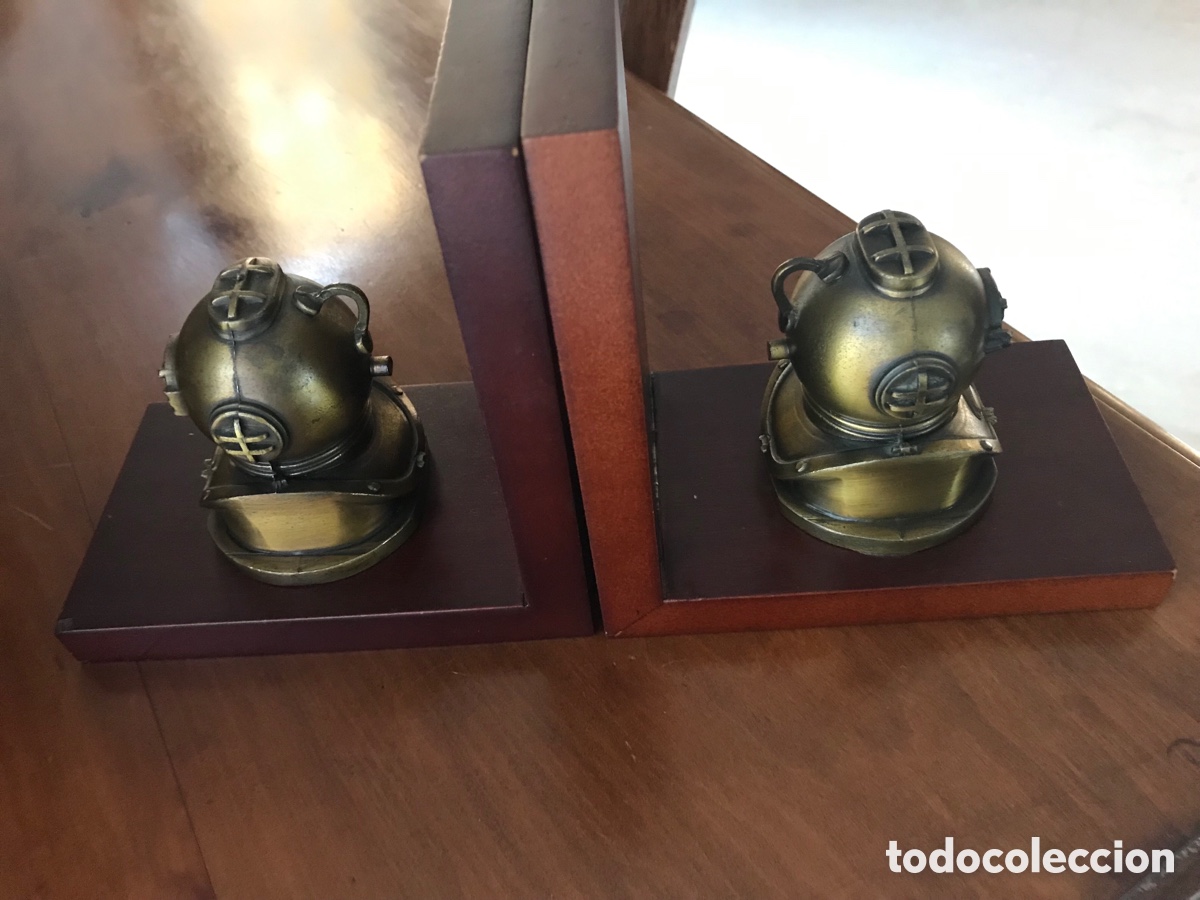 Antig&uuml;edades: Sujeta libros bronce escafandras - Foto 5