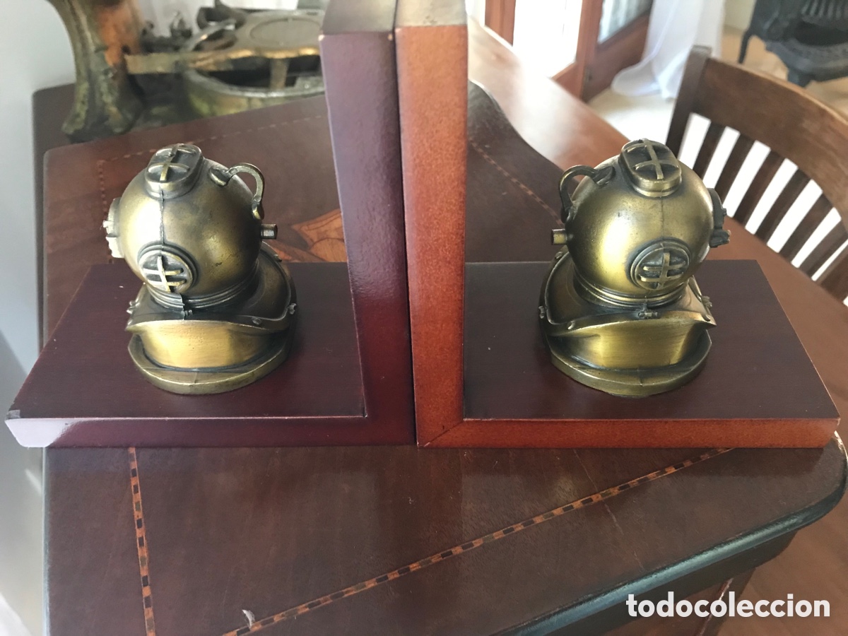 Antig&uuml;edades: Sujeta libros bronce escafandras - Foto 6