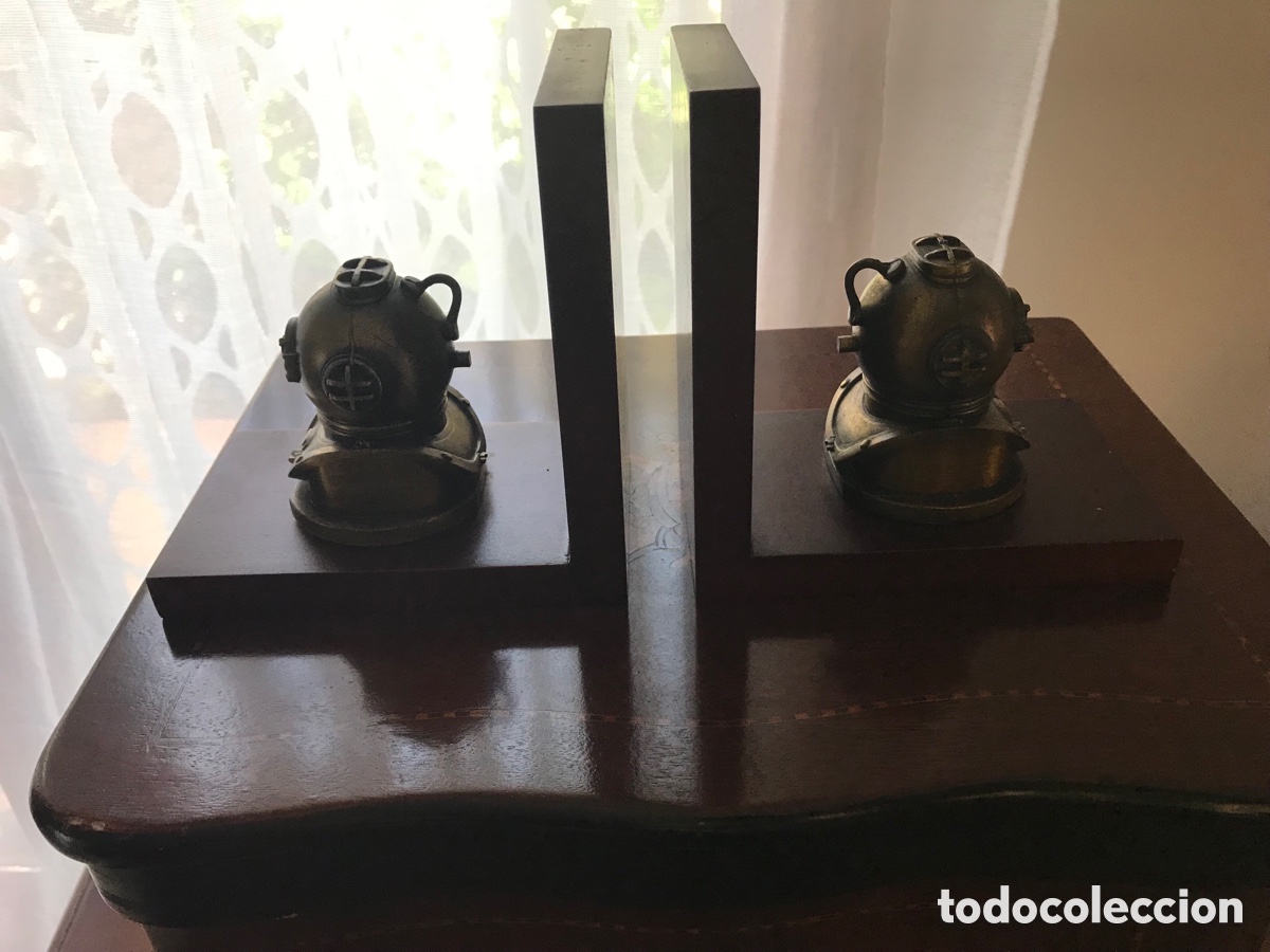 Antig&uuml;edades: Sujeta libros bronce escafandras - Foto 7