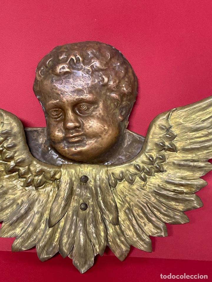Antig&uuml;edades: ANGEL - ANTIGUO QUERUBIN EN BRONCE Y METAL - Foto 2