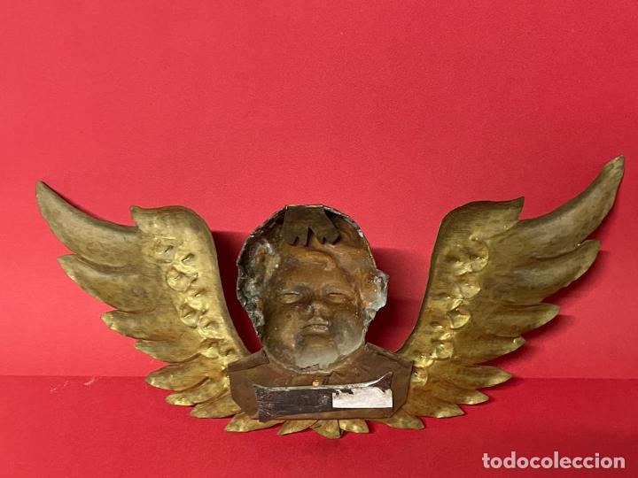 Antig&uuml;edades: ANGEL - ANTIGUO QUERUBIN EN BRONCE Y METAL AMARILLO - Foto 3
