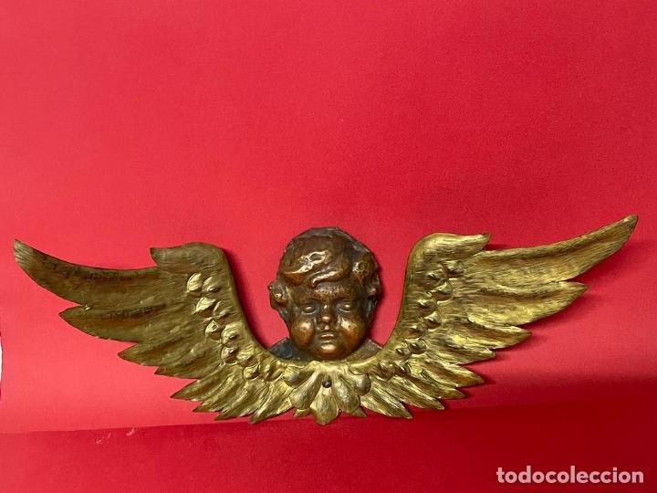 Antig&uuml;edades: ANGEL - ANTIGUO QUERUBIN EN BRONCE Y METAL AMARILLO - Foto 1