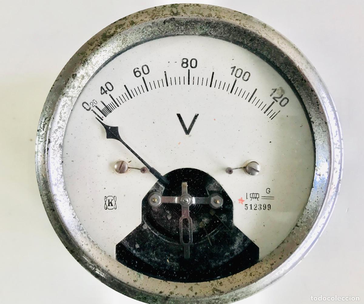 Antig&uuml;edades: VOLT&Iacute;METRO DE PANEL DE METAL CON CRISTAL MARCA K ANTIGUO APARATO ELECTRICO VOLTAJE VOLT