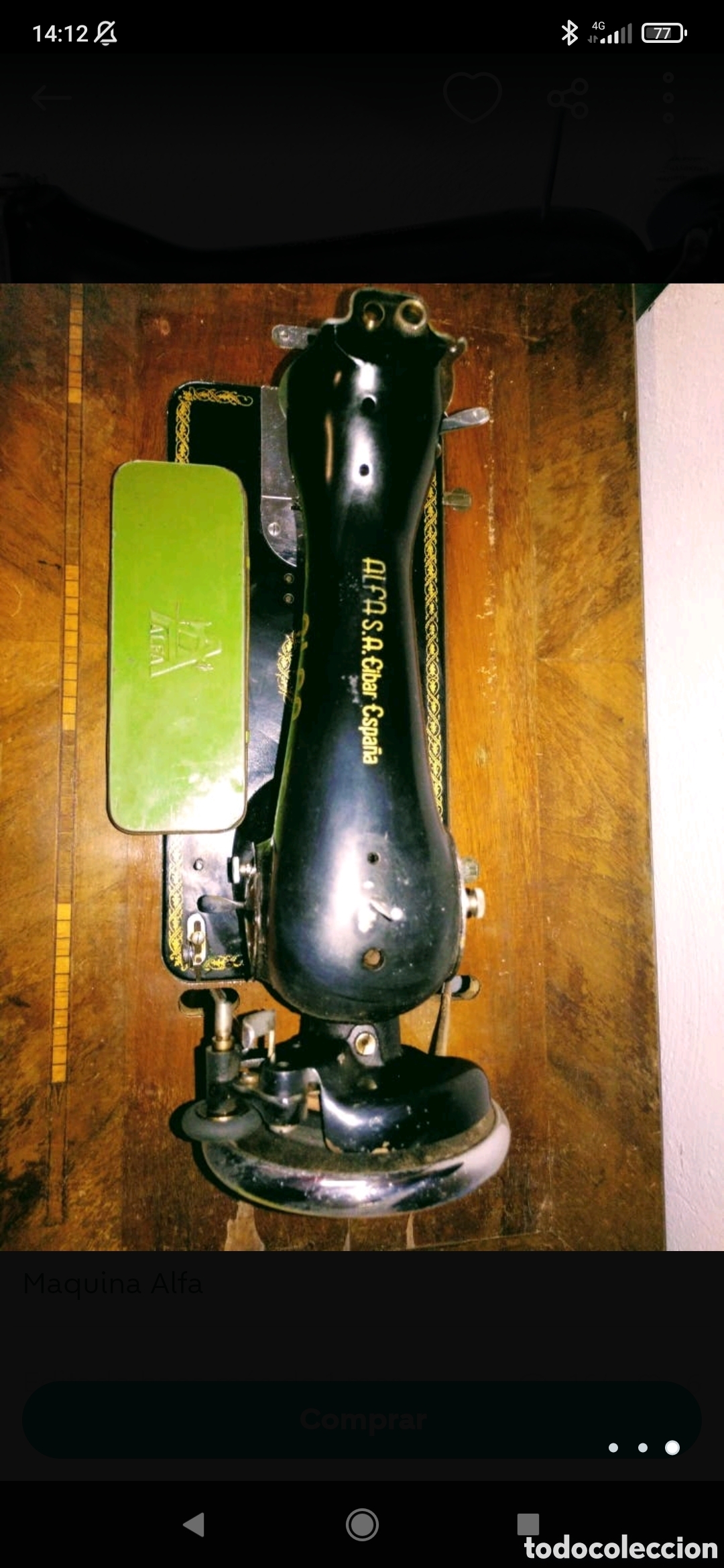 Antig&uuml;edades: M&aacute;quina de coser Alfa completa - Foto 2