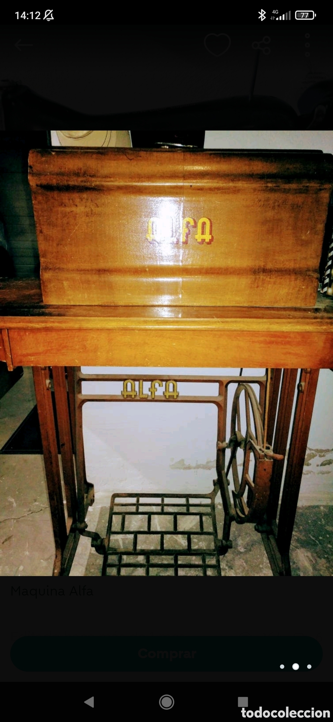 Antig&uuml;edades: M&aacute;quina de coser Alfa completa - Foto 3