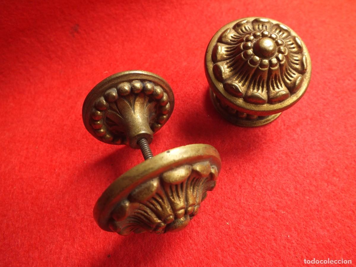 tiradores pomos de bronce antiguos con embellec - Compra venta en