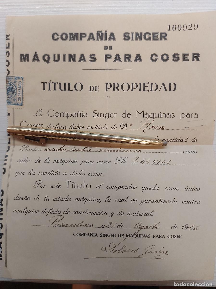 Antig&uuml;edades: SINGER, DOCUMENTACI&Oacute;N M&Aacute;QUINA DE COSER, 1921 - Foto 4