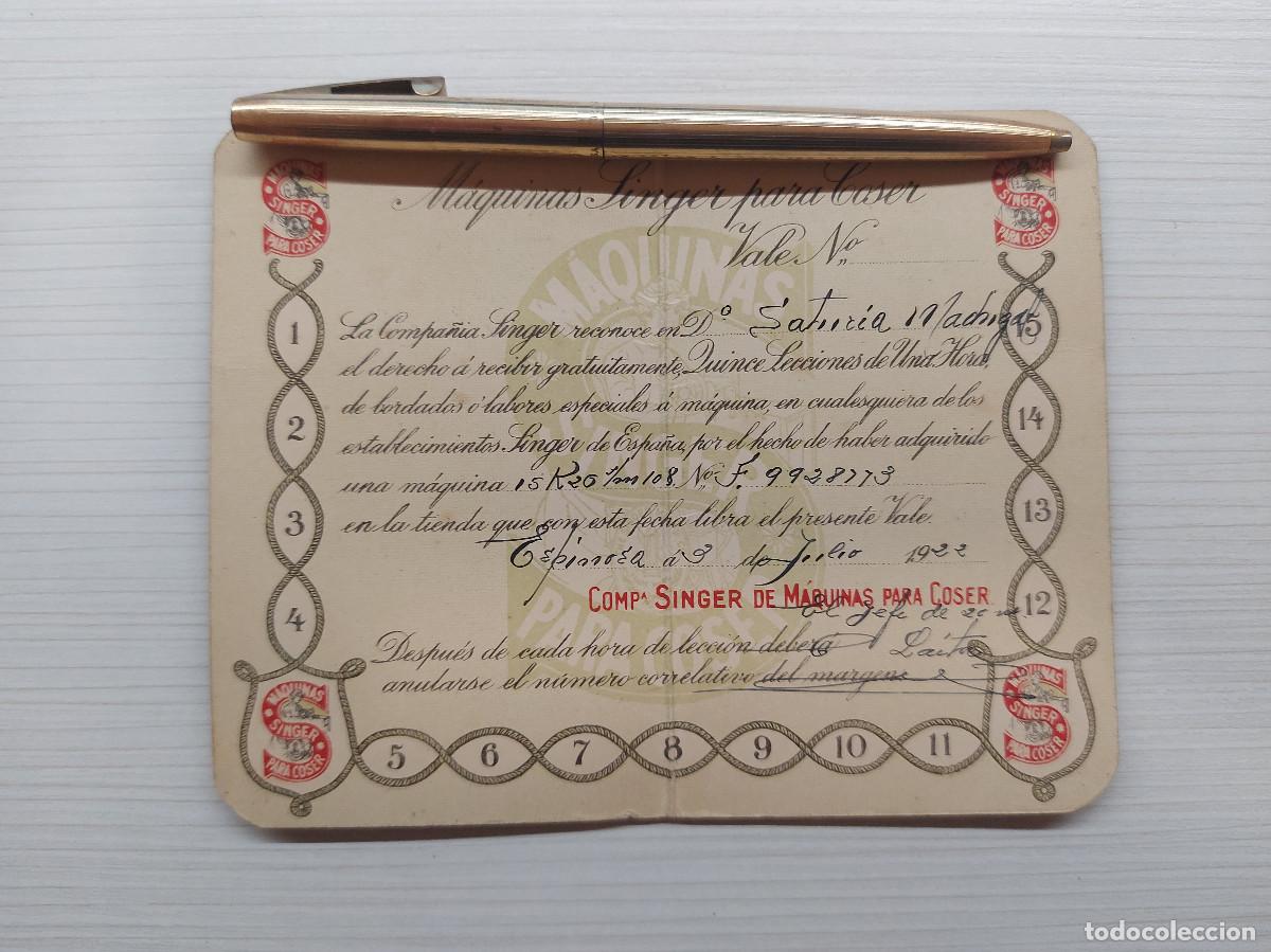 Antig&uuml;edades: SINGER, DOCUMENTACI&Oacute;N M&Aacute;QUINA DE COSER, 1921 - Foto 7