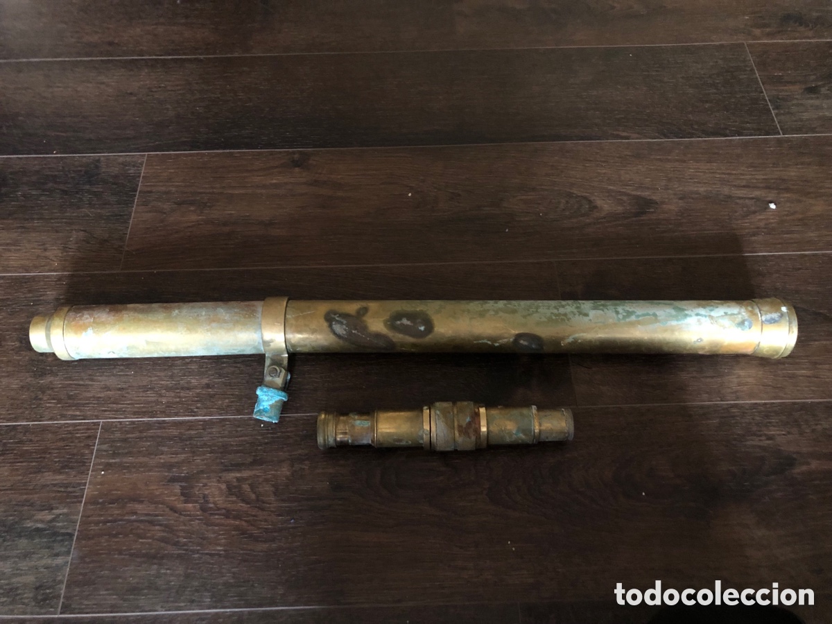 Antig&uuml;edades: Antiguo catalejo de bronce 1 metro de largo - Foto 3