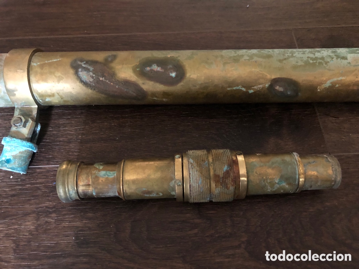 Antig&uuml;edades: Antiguo catalejo de bronce 1 metro de largo - Foto 4