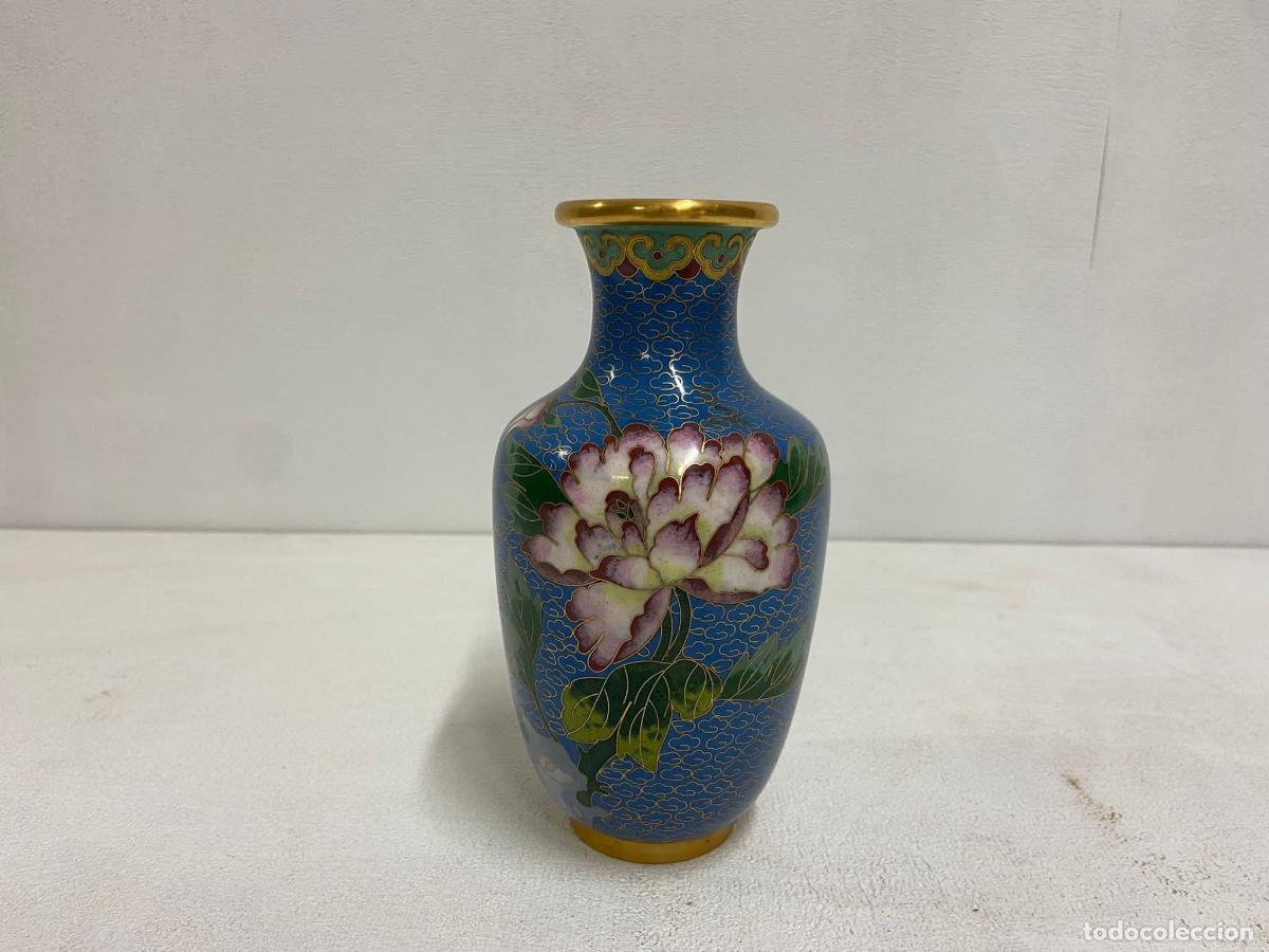 Antig&uuml;edades: Jarr&oacute;n en esmalt&eacute; cloissonn&eacute; China 1960&rsquo;s 17 cm - LA OPALINA - Foto 1