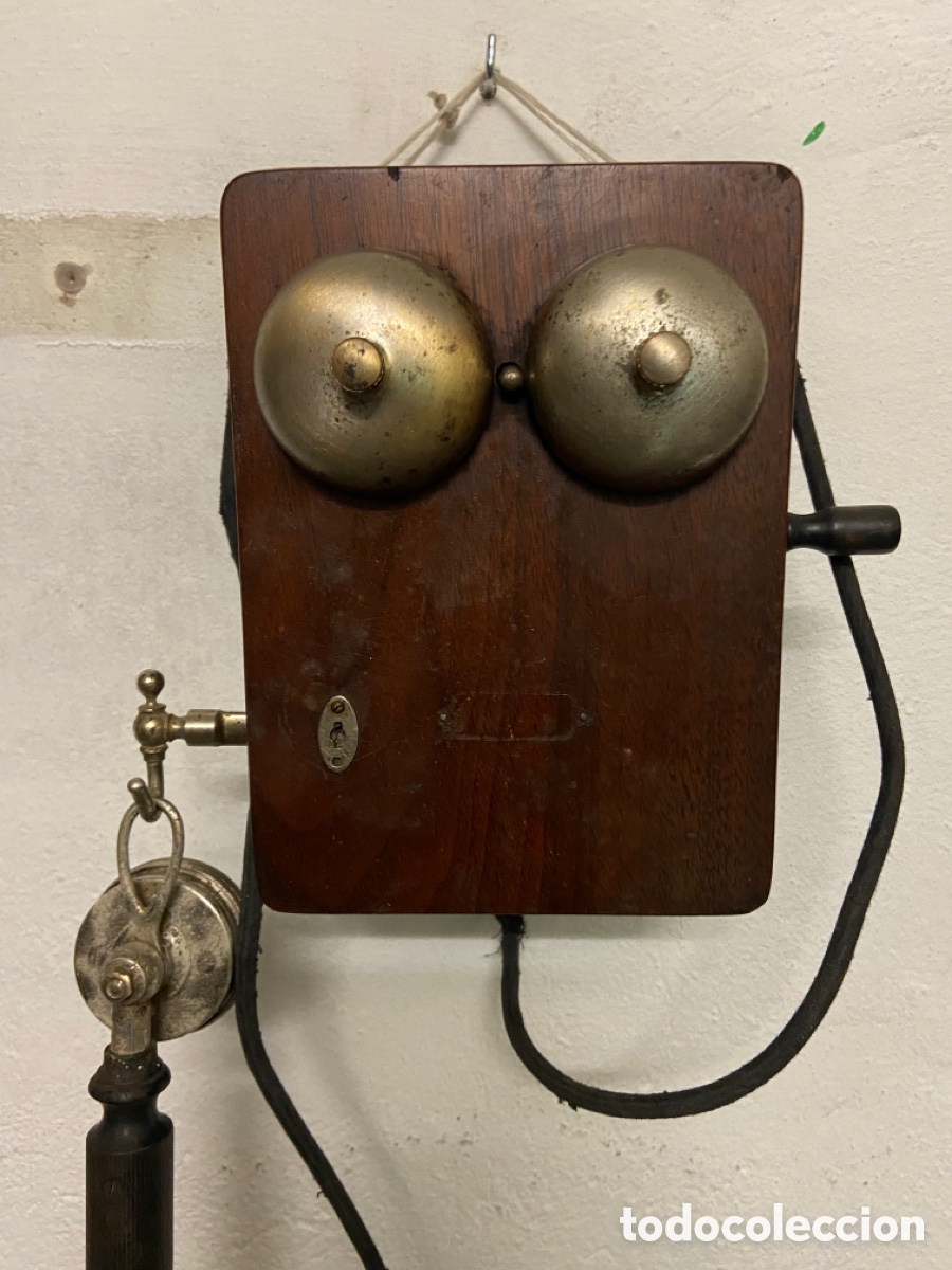 Tel&eacute;fonos: ANTIGUO TELEFONO ESPA&Ntilde;OL DE MADERA DE COLGAR - Foto 2