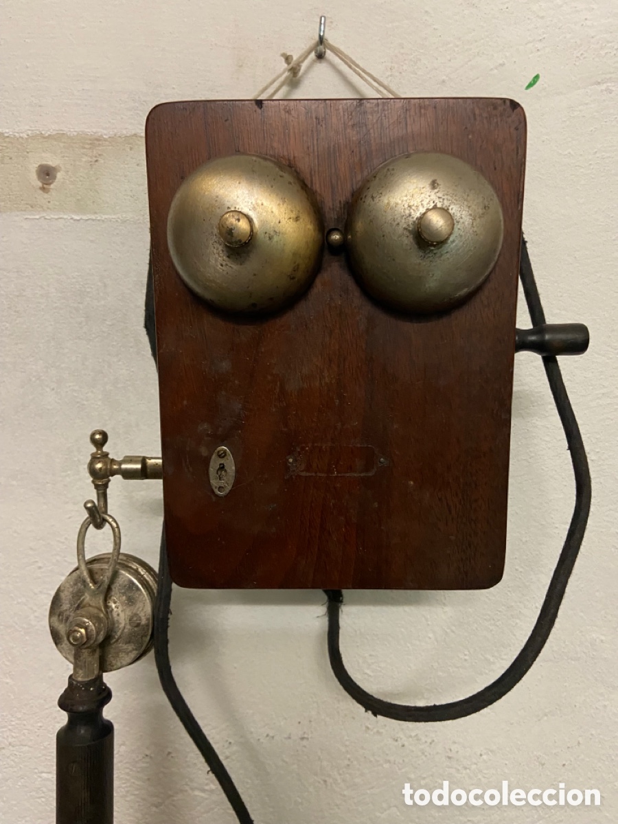 Tel&eacute;fonos: ANTIGUO TELEFONO ESPA&Ntilde;OL DE MADERA DE COLGAR - Foto 3