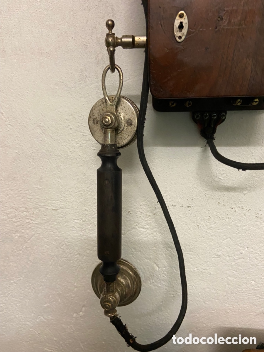Tel&eacute;fonos: ANTIGUO TELEFONO ESPA&Ntilde;OL DE MADERA DE COLGAR - Foto 4