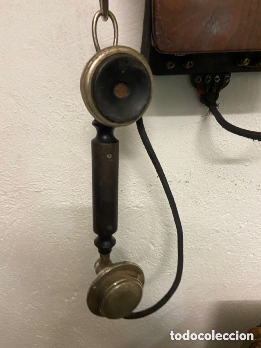 Tel&eacute;fonos: ANTIGUO TELEFONO ESPA&Ntilde;OL DE MADERA DE COLGAR - Foto 5