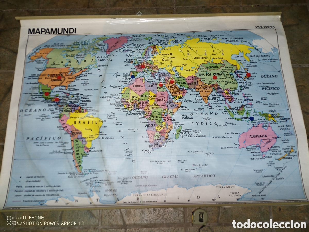 Antig&uuml;edades: Mapa escolar EGB mapamundi - Foto 3