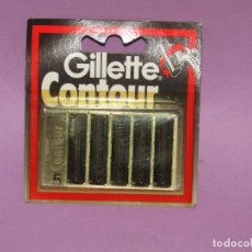 Antigüedades: ANTIGUO BLÍSTER DE CUCHILLAS DE AFEITAR GILLETTE CONTOUR A ESTRENAR 1980S.. Lote 402606574