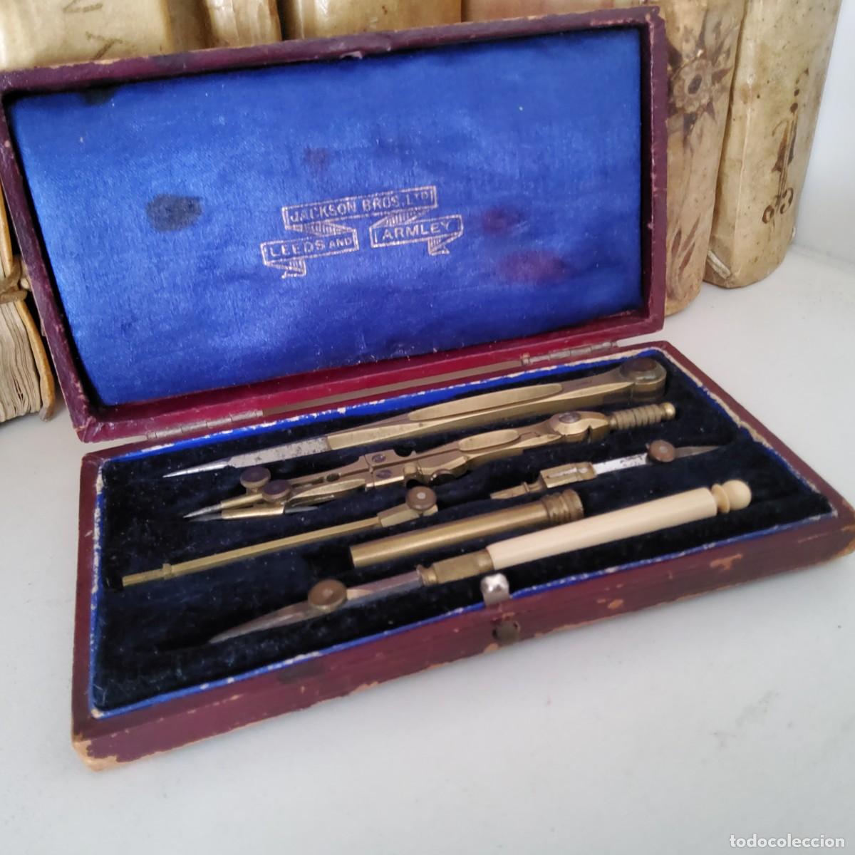 Antig&uuml;edades: ANTIGUA CAJA DE COMPASES COMPLETA, SIGLO XIX - Foto 3
