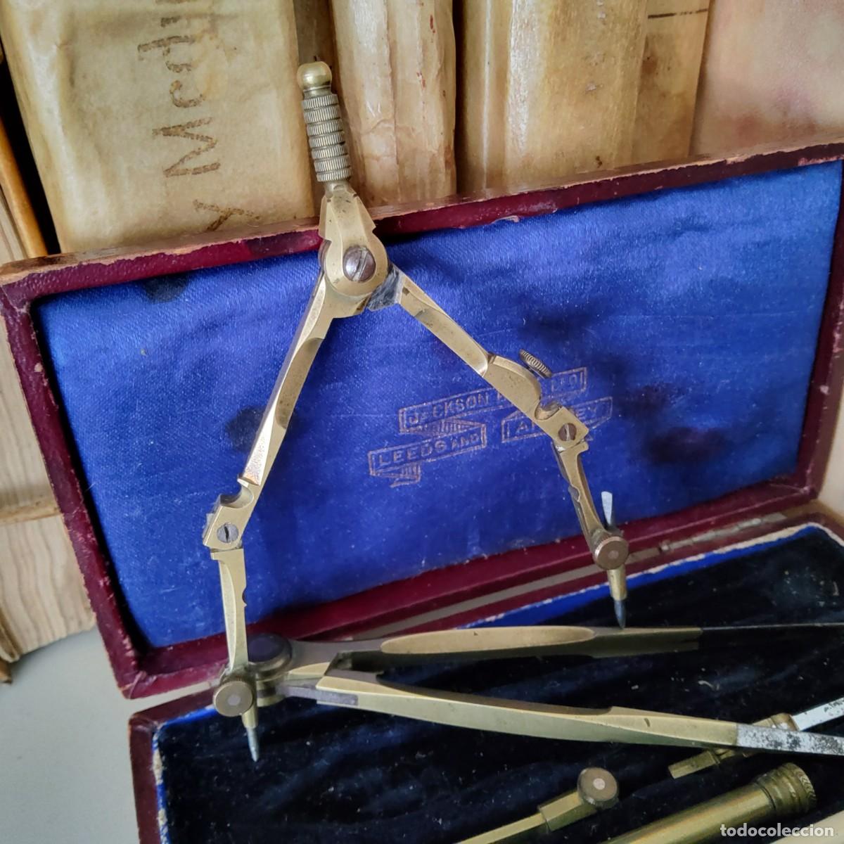 Antig&uuml;edades: ANTIGUA CAJA DE COMPASES COMPLETA, SIGLO XIX - Foto 7