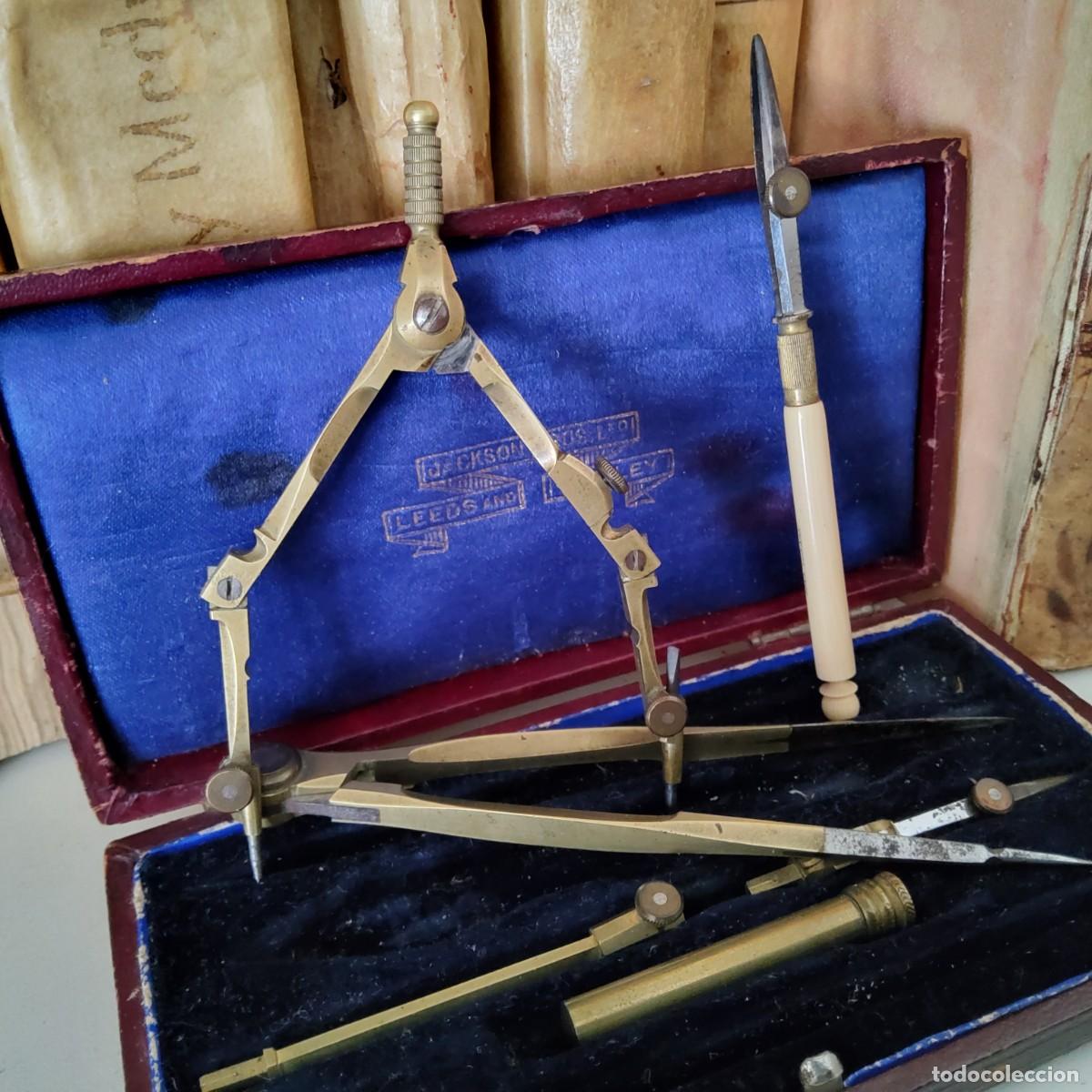 Antig&uuml;edades: ANTIGUA CAJA DE COMPASES COMPLETA, SIGLO XIX - Foto 8