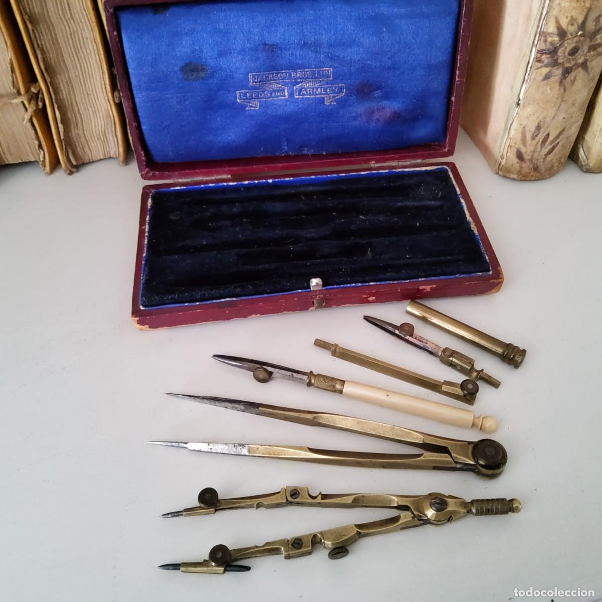 Antig&uuml;edades: ANTIGUA CAJA DE COMPASES COMPLETA, SIGLO XIX - Foto 9