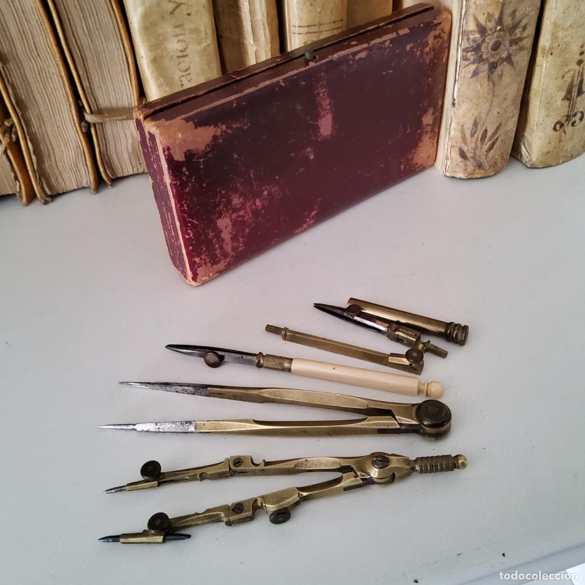 Antig&uuml;edades: ANTIGUA CAJA DE COMPASES COMPLETA, SIGLO XIX - Foto 14