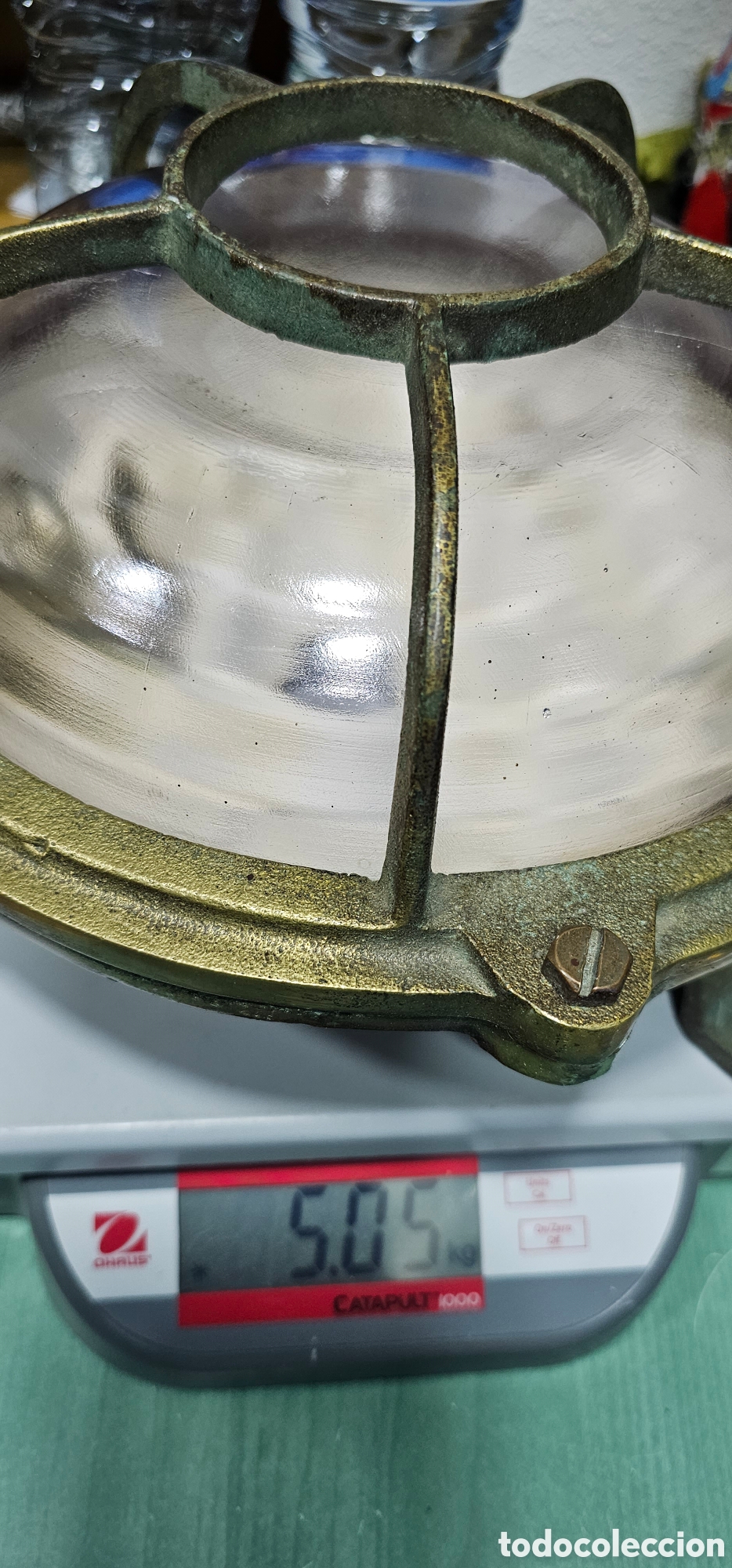 Antig&uuml;edades: BONITO APLIQUE DE BARCO EN BRONCE MACIZO Y CRISTAL - Foto 3