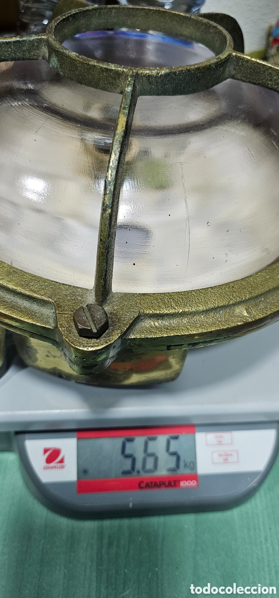 Antig&uuml;edades: BONITO APLIQUE DE BARCO EN BRONCE MACIZO Y CRISTAL - Foto 5