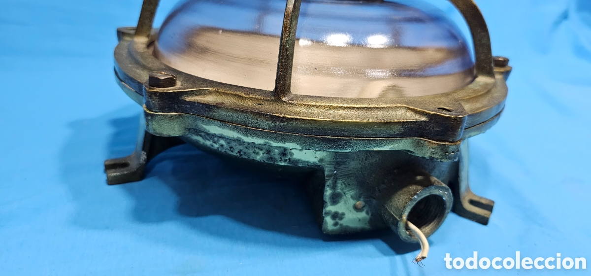 Antig&uuml;edades: BONITO APLIQUE DE BARCO EN BRONCE MACIZO Y CRISTAL - Foto 7