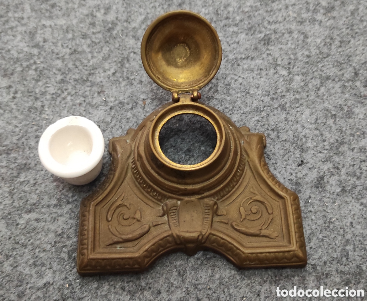Antig&uuml;edades: TINTERO ANTIGUO BRONCE BREVET S.XIX - Foto 3