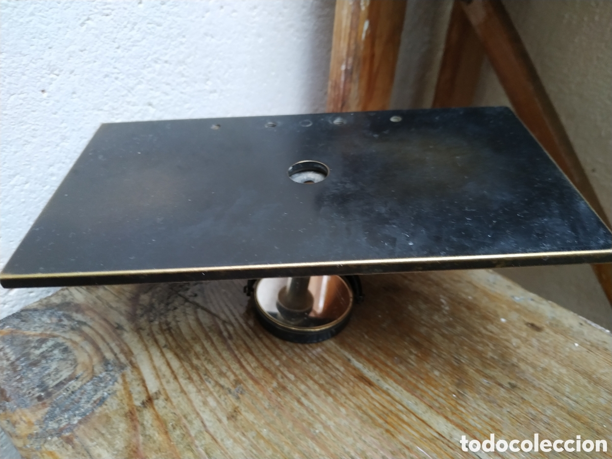 Antig&uuml;edades: Base microspio antiguo lat&oacute;n - Foto 2
