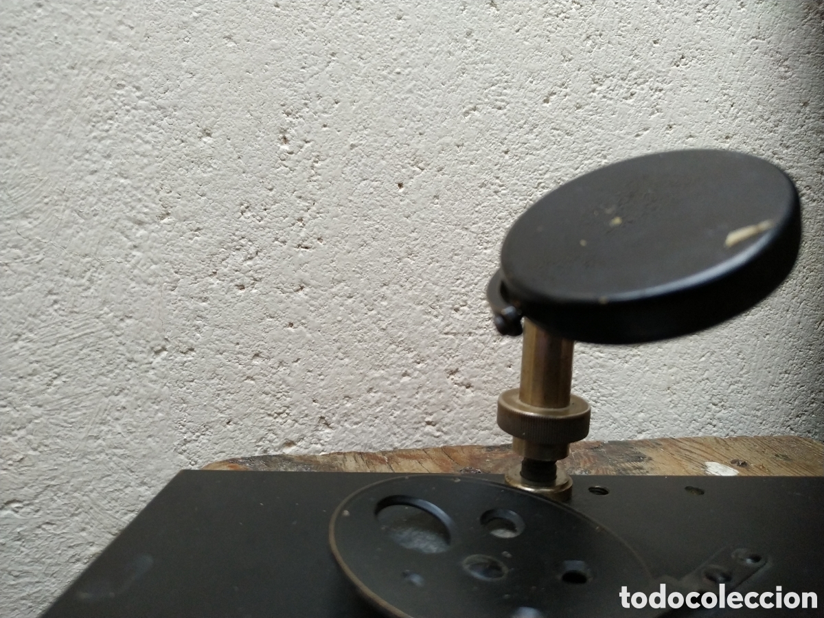 Antig&uuml;edades: Base microspio antiguo lat&oacute;n - Foto 5