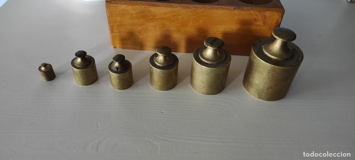 Antig&uuml;edades: TACO DE MADERA CON PESAS DE BRONCE - ANTIGUO - Foto 6