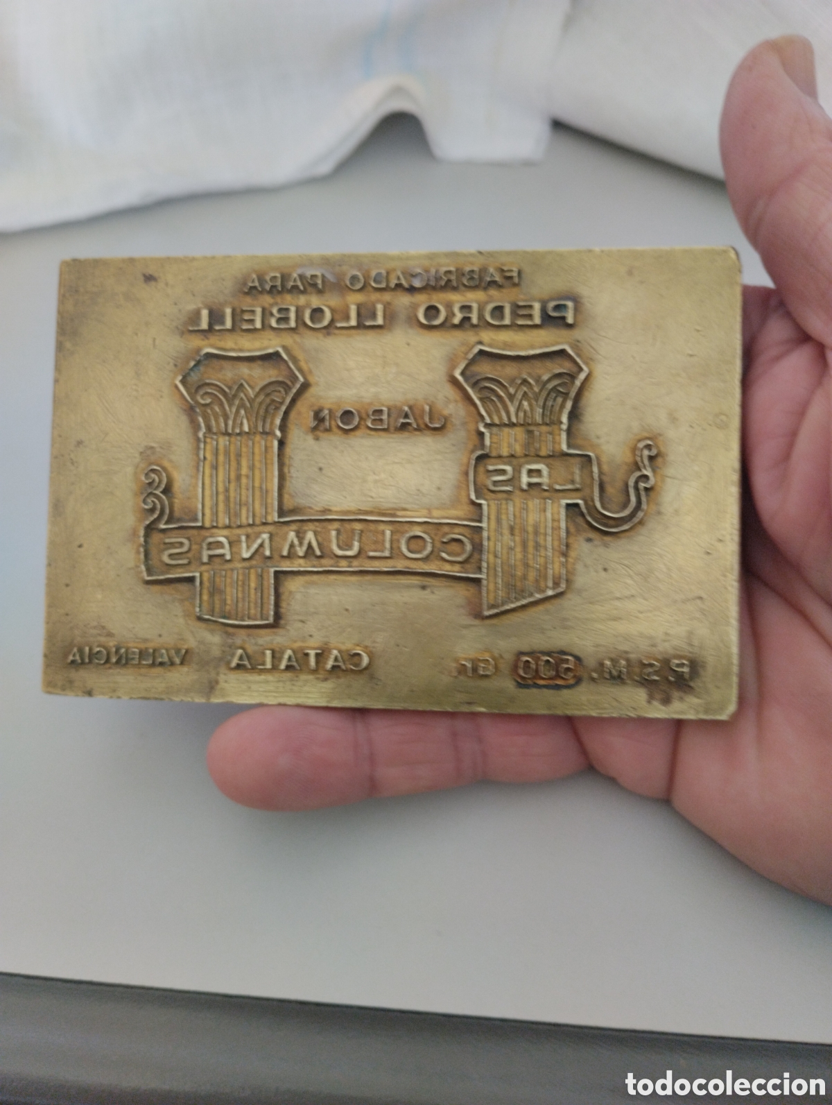 Antig&uuml;edades: molde publicidad lat&oacute;n,marca las columnas jab&oacute;n - Foto 6