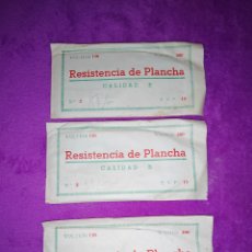 Antigüedades: LOTE DE 3 RESISTENCIAS DE PLANCHAS CALIDAD B,130 VOLTIOS SIN USAR
