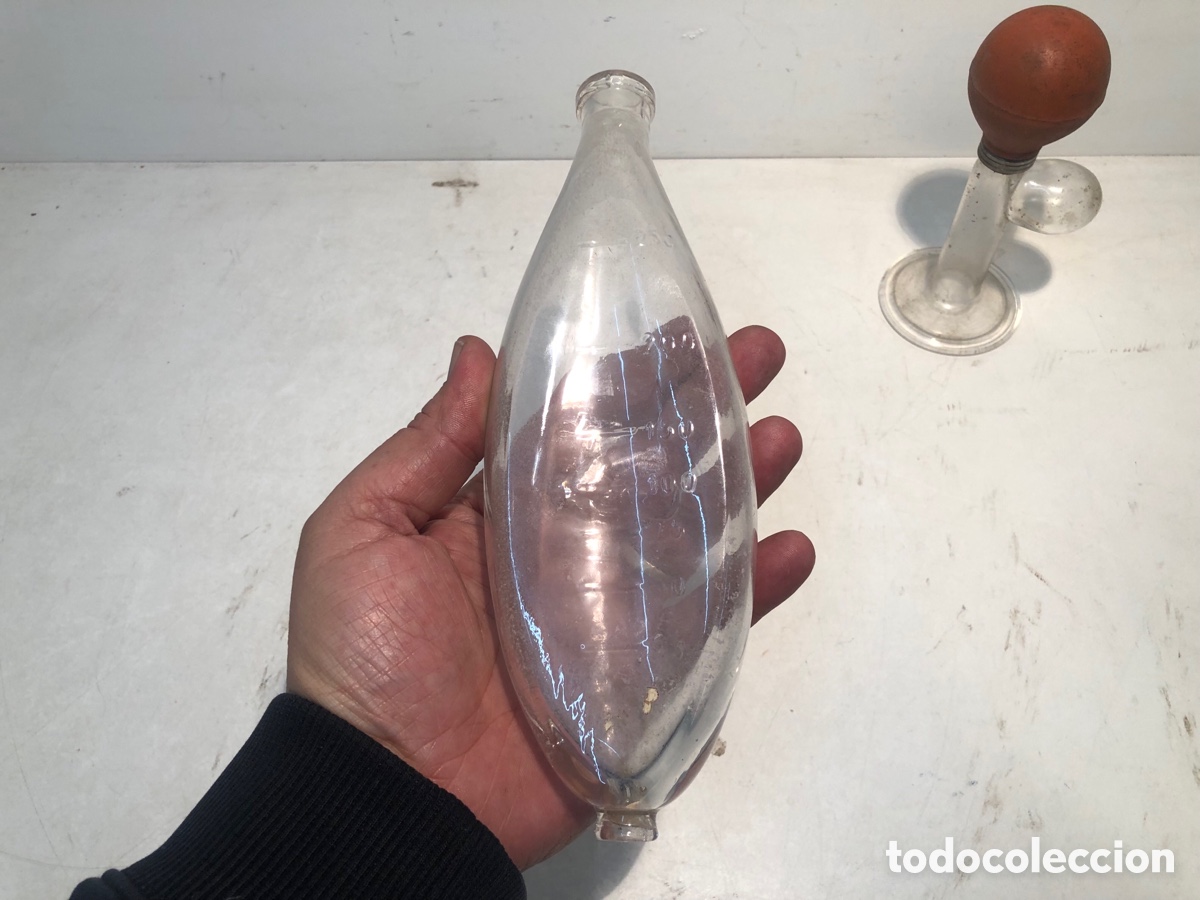 Antig&uuml;edades: CONJUNTO DE SACA LECHE Y BIBERON DE CRISTAL ANTIGUOS. - Foto 5