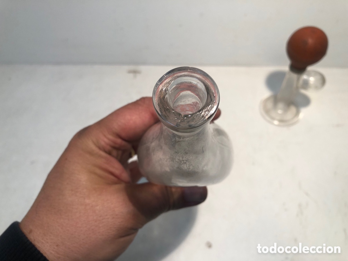 Antig&uuml;edades: CONJUNTO DE SACA LECHE Y BIBERON DE CRISTAL ANTIGUOS. - Foto 6