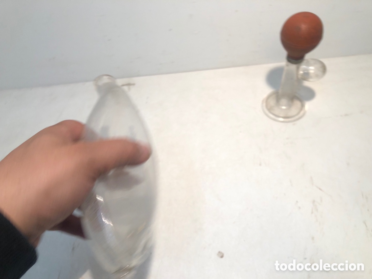 Antig&uuml;edades: CONJUNTO DE SACA LECHE Y BIBERON DE CRISTAL ANTIGUOS. - Foto 7
