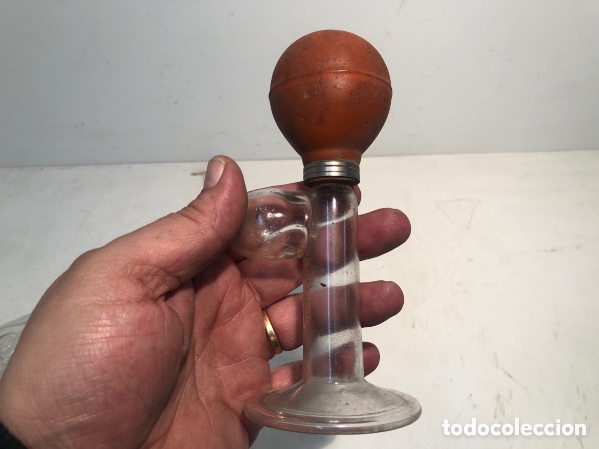 Antig&uuml;edades: CONJUNTO DE SACA LECHE Y BIBERON DE CRISTAL ANTIGUOS. - Foto 9